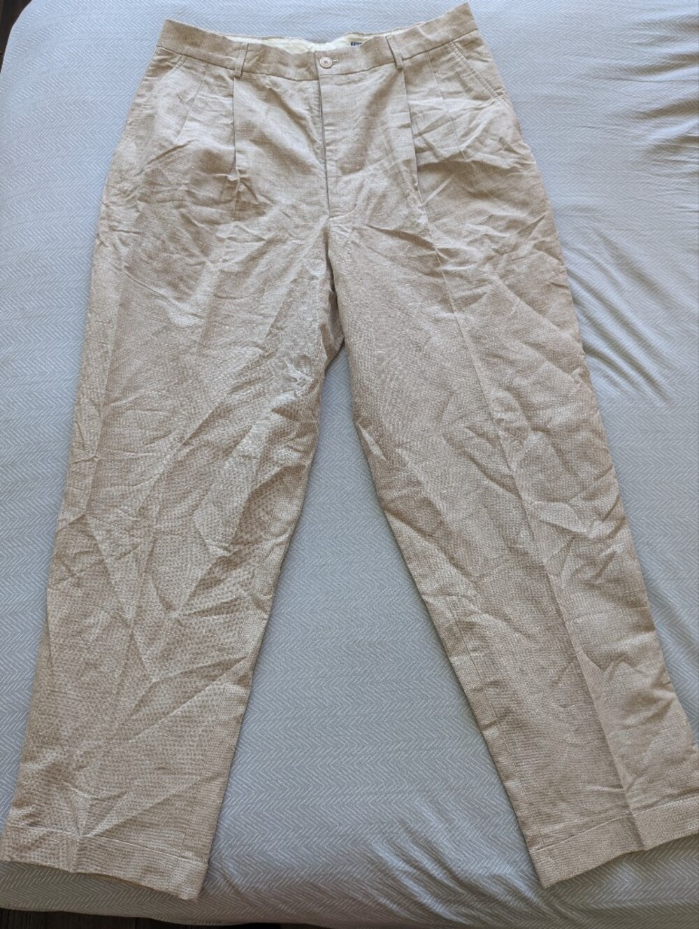 Structure- Men's Beige Cotton/Linen Pants